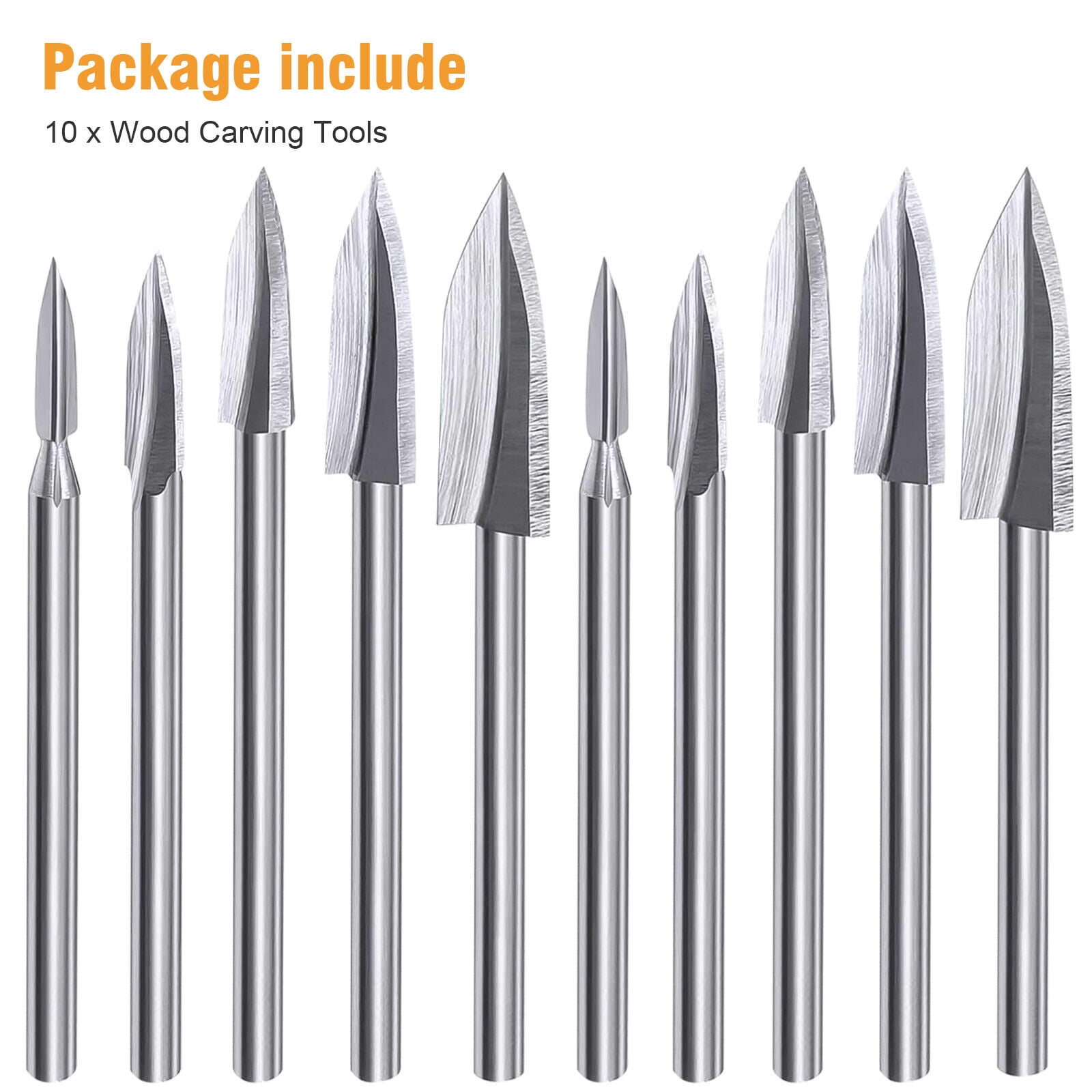 10Pcs 1/8" Wood Carving Engraving Drill Bit Set Milling Cutter For Dremel Rotary