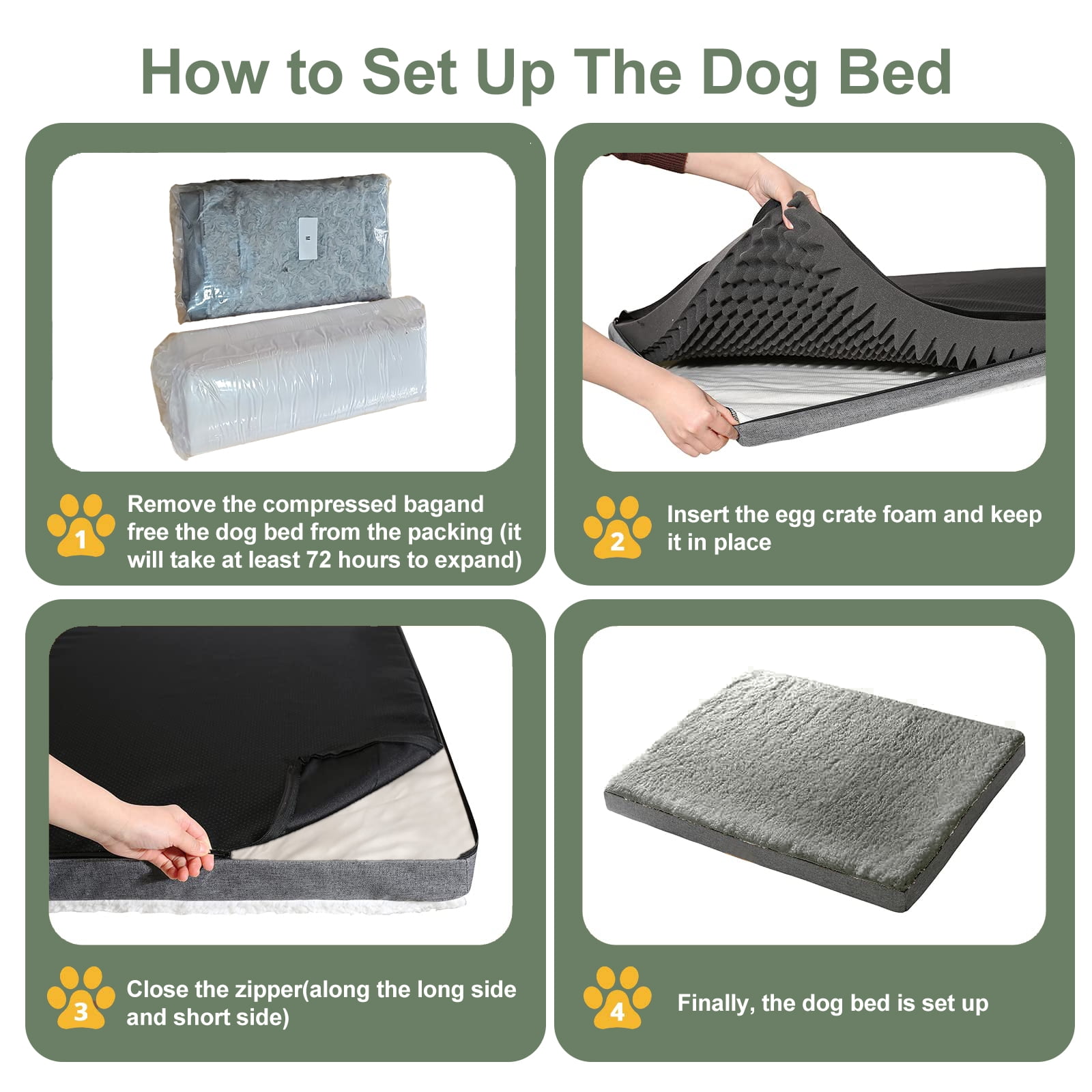 PayUSD Dog Bed for Large Dogs Dogs, Big Orthopedic Dog Beds with Removable Washable Cover & Waterproof Lined, Egg Crate Foam Pet Bed Mats Suitable for Dogs Up to 65 lbs ( Dark Gery, 36"X27"X3")
