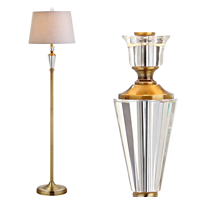 Harper 61" Crystal / Metal LED Floor Lamp, Brass Gold/Clear
