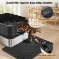 thumbnail image 2 of Black Large Stainless Steel Cat Litter Box, Durable Metal Pet Litter Pan for Adult Cats, 2 of 7