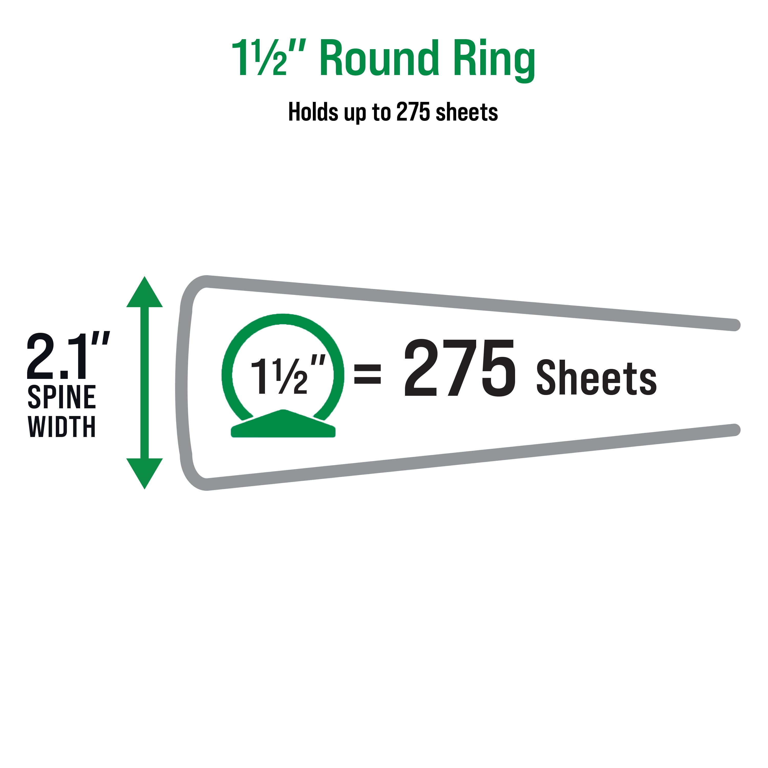 Office Essentials Economy View 3 Ring Binders, 1.5" Round Rings, 2.1" Spine, 275-Sheet Capacity, Black Binders (12-Pack of 03427)
