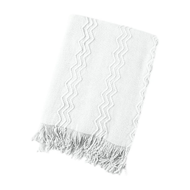 Manta de punto acrílico para sofá o cama. Manta decorativa suave con flecos para sala de estar. Funda ligera y acogedora para sofá o pies de cama.