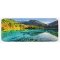 thumbnail image 1 of Nature Kitchen Mat, Idyllic Mountain Creek Crystal Water Forest Pastoral Rural Landscape, Plush Decorative Kitchen Mat with Non Slip Backing, 47" X 19", Teal Fern Green Marigold, by Ambesonne, 1 of 1