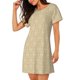 thumbnail image 2 of Fotbe Damask Beige Tan Brown Bata de Dormir para Mujer con Estampado, Camisón de Algodón de Manga Corta, Ropa de Dormir Casual, 2 of 6