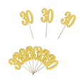 thumbnail image 1 of Golden Number 30 Cupcake Toppers for Decorating with Paper Picks Perfect for Birthday Party Cake Decorations, 1 of 5