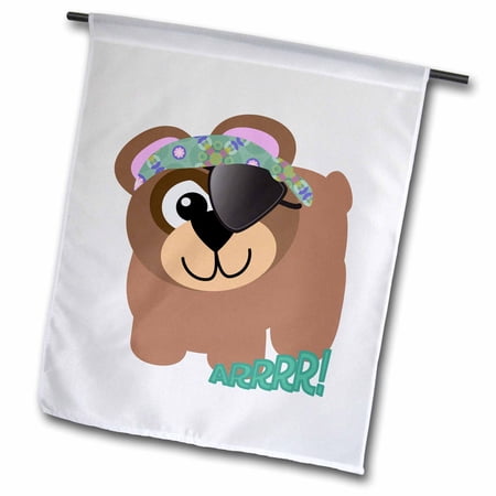3dRose Cute Goofkins Pirate Bear Cartoon - Garden Flag, 18 by 27-inch