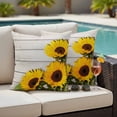 thumbnail image 4 of Spring Sunflowers Outdoor Waterproof Pillow Covers, Yellow Floral Turquoise Farmhouse Grey Wooden Decorative Square Throw Pillowcase Sofa Cushion Sham for Patio/Couch/Chair, 20"x20" 2 Pack, 4 of 8