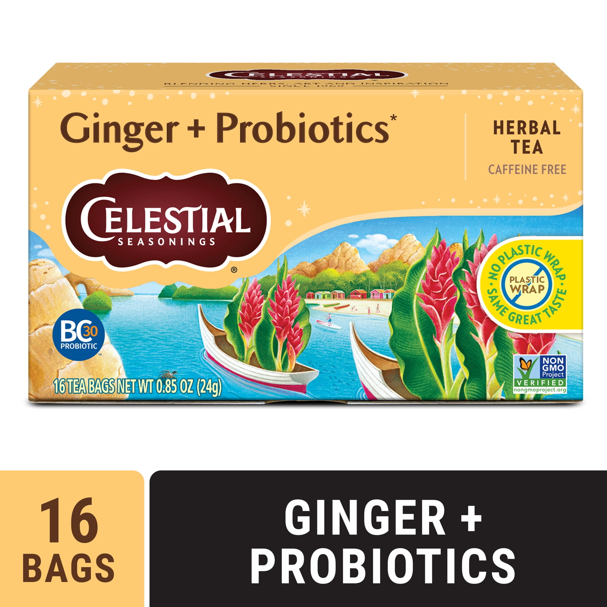 Celestial Seasonings Ginger Probiotics Caffeine-Free Herbal Tea Bags (16 Count)