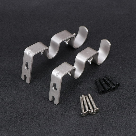 FRCOLOR 2 Pcs Double Curtain Rod Curtain Rod Bracket Silver
