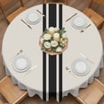 thumbnail image 3 of Round Tablecloth Black Farmhouse Stripes Waterproof Oil Proof Polyester Table Cloth Cover Decor for Home Dining Outdoor,Patio,Parties, 54" Dia. Modern Minimalist Beige, 3 of 9