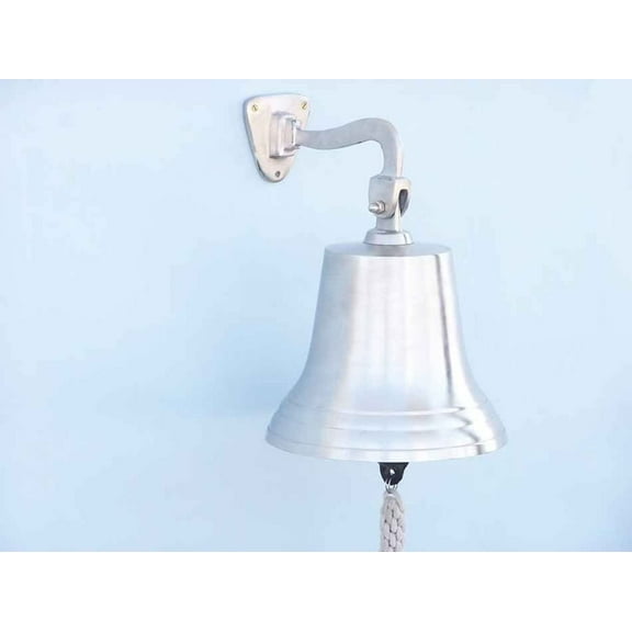 Hampton Nautical 3xglass-101 Brushed Nickel Hanging Ship's 15" Bell-Nautical Decoration, 15 inch