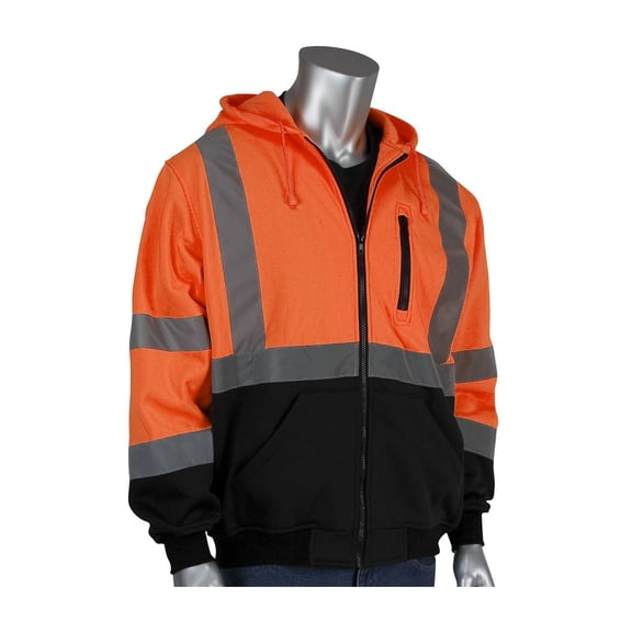 PIP 323-1370B Orange 3XL Polyester Fleece Cold Condition Sweatshirt - 3 Pockets - Attached Hood - Fits 56 in Chest - 32.3 in Length - 616314-18578 [PRICE is per EACH]