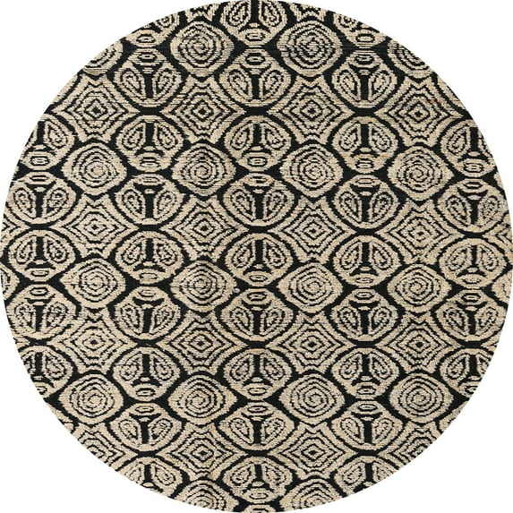Ahgly Company Machine Washable Indoor Round Abstract Dark Coffee Brown Area Rugs, 8' Round