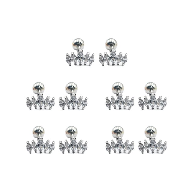 5 piezas de aretes de circón para niñas hermosas, accesorio de moda, aretes pequeños, regalo de festival, vestido femenino, adorno blanco S Ropa, zapatos y accesorios Miscelánea Blanco M Minnieouse AP009683-03B