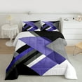 thumbnail image 2 of Manfei Purple Square Geometric Queen Comforter Set, Modern Abstract Ombre Bedding Sets, Teen Kid Adult Reversible Bedding Comforter Set, Microfiber Bedroom Decor, 3-Piece, 2 of 8