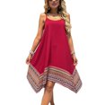 thumbnail image 2 of Women'S Boho Color Block Long Dress Hawaii Flowy Spaghetti Strap Dresses Red L, 2 of 9