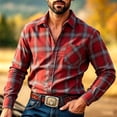 thumbnail image 2 of Yutgune Mens Plus Size Western Shirt Plaid Flannel Shirt For Men Country Casual Button Down Shirt, 2 of 5
