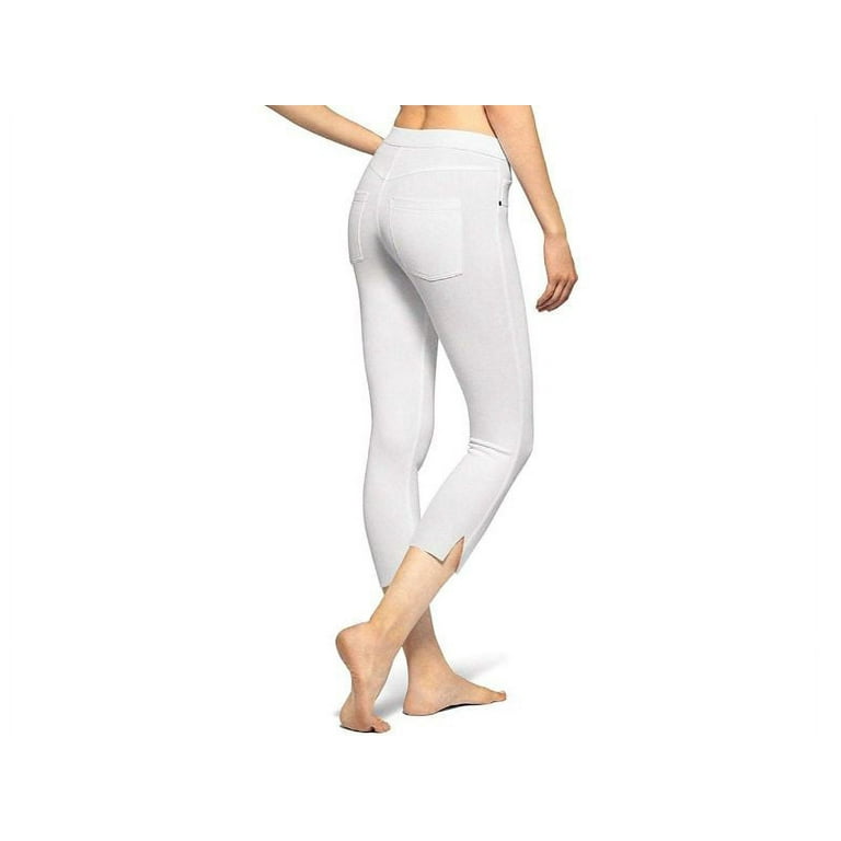 Hue Utopia Women's Elastic Waist Ultra Stretch Denim Capri (White,XL)