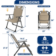 thumbnail image 4 of Amopatio Outdoor Folding Patio Sling Chairs Set of 2, Heavy Duty Adjustable Recliner, Folding Chairs for Outdoor Camping Garden, Support 300LB, 4 of 8