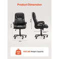 thumbnail image 4 of Executive Office Chair with Knob-Control Lumbar Support, 500lb Capacity Office Chair, Heavy Duty Ergonomic Chair, Height Adjustable PU Leather Reclining Home Office Desk Chairs, Black, 4 of 7