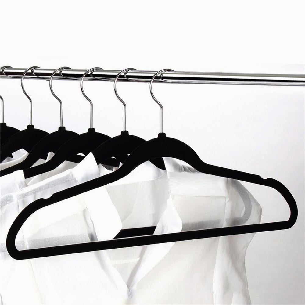 AzxecVcer Plastic Hangers with Black Non-Slip Pads Clothes/Suit Hangers,Perfect for Dresses, Blouses and Pants, Shirts, Ties, Scarves and Sweaters,50