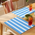 thumbnail image 4 of Blue Striped Placemats Set of 6 Modern Simple Monochrome Geometric White Place Mats Indoor Wipeable Table Mats Washable Cloth Dining Table Placemats for Kitchen Holiday Party Home Decor 13x19 Inch, 4 of 9
