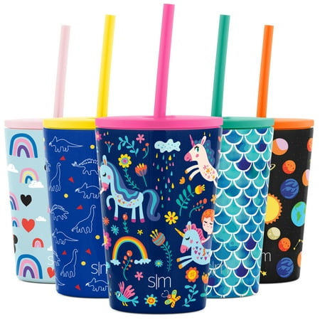Simple Modern Kids Cup 12oz Classic Tumbler With Lid and Silicone Straw - Vacuum Insulated Stainless Steel Cups For Toddlers Girls And Boys Unicorn Rainbows