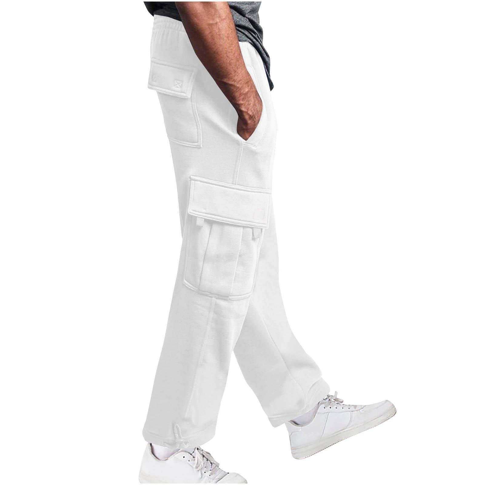 IYTR Mens Cargo Pants High Waist Drawstring With Multi-Pockets