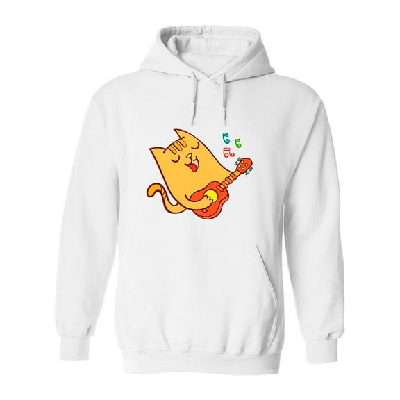 Cat Plays Guitar Hoodie Men -Image by Shutterstock, Male 3X-Large