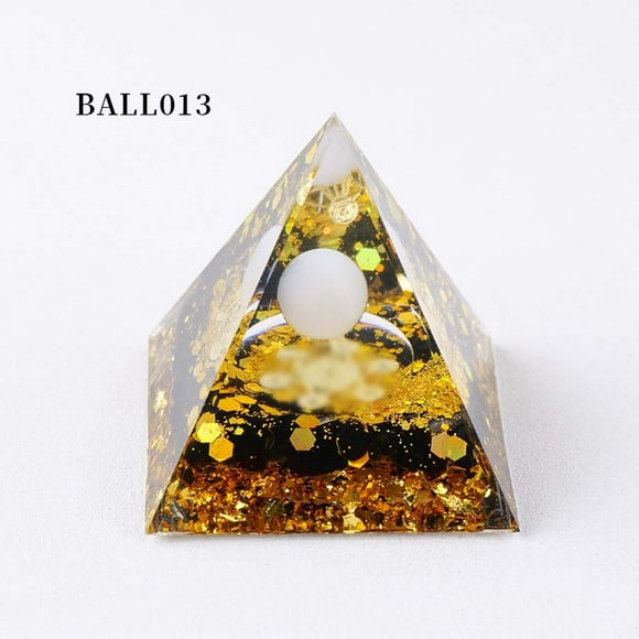 Pyramid for Positive Energy, 1.97 Inch Crystal Ball Handmade Pyramid, Protection Crystals Energy Generator Crushed Stone Pyramids Home Crafts Resin Ornaments Bar Decoration