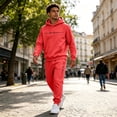 thumbnail image 7 of Fabrcox M-5XL Mens Two Piece Sweatsuit Fleece Mens Hoodie and Jogger Set Causal Athletic Gym Sweatshirt Joggers Track Suit for Mens Red XXXL, 7 of 7