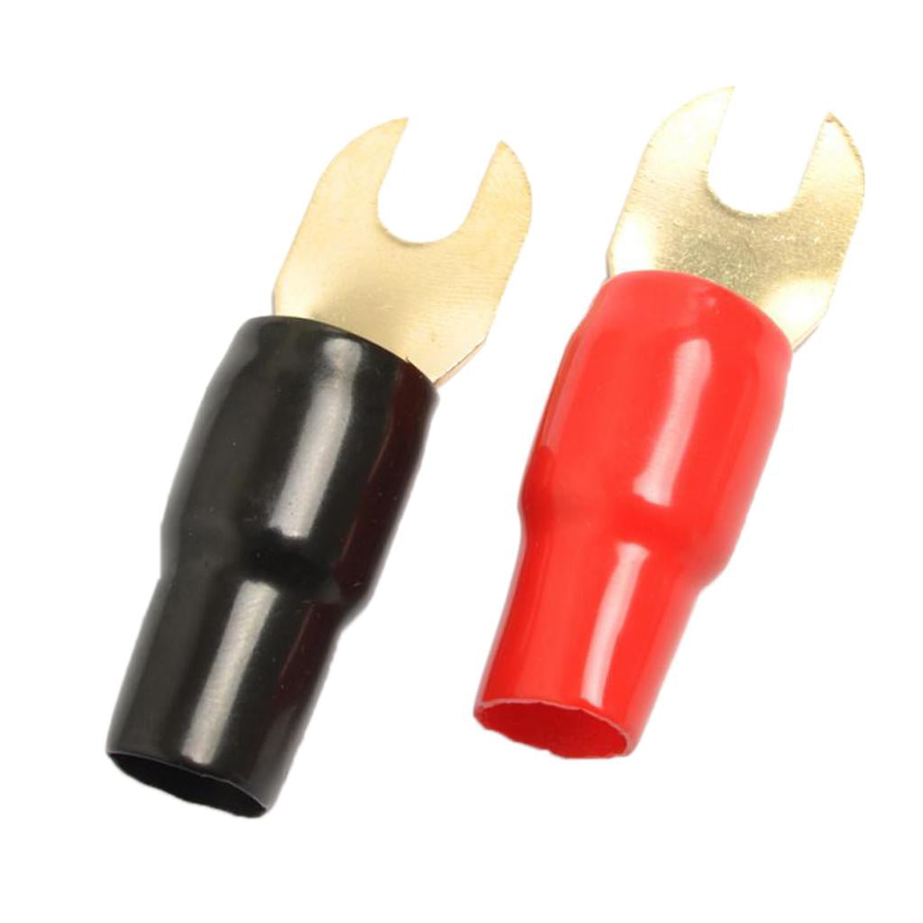 Fenteer 1 Pair 1/0 AWG Car Audio Fork Terminal Wiring Connector Gold-plated Durable 
