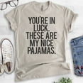 thumbnail image 2 of You're In Luck There Are My Nice Pajamas T-shirt, Unisex Women's Men's Shirt, Lazy Day Funny Pajama Shirt, Light Silk Gray, X-Small, 2 of 6