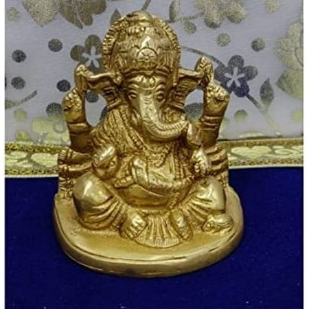 Ganpati Idol Small Ganesha Statue Lord Ganesha Idol for Pooja Hindu God Statue Ganpati Murti in Brass Ganesha Sculpture Indian Temple Pooja Madir Decor Home Temple Decor Items - AtoZ India Cart