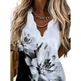 thumbnail image 3 of Gvmfive Women Casual Printed V Neck Short Sleeve Tunic Tops, 3 of 4
