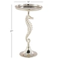 thumbnail image 4 of DecMode 14" x 27" Silver Aluminum Metal Pedestal Sea Horse Accent Table with Tray Top, 1-Piece, 4 of 10