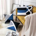 thumbnail image 2 of Set of 4 Throw Pillow Covers Modern Abstract Stripe Simple Geometric Acrylic Bold Decorative Pillow Cases Home Decor Square 18x18 Inches Pillowcases(Grey Blue), 2 of 5