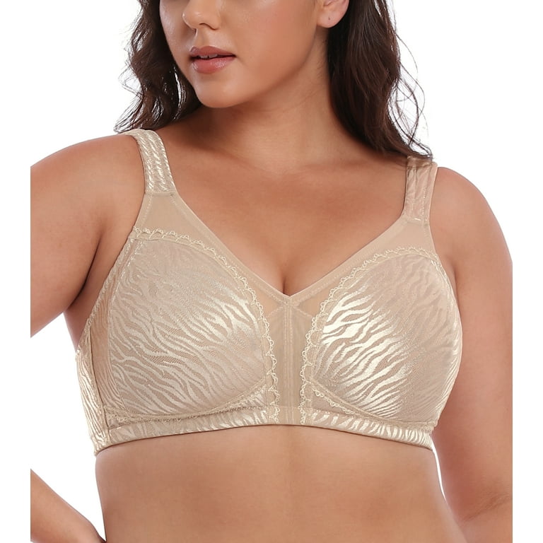 Women's Underwire Unlined Bra Minimizers Non-Padded Full Coverage Lace Plus  Size 50DD 