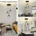thumbnail image 6 of 3-Light Pendant Light Fixtures, Farmhouse Hanging Pendant Lighting, Dining Room Chandelier, Industrial Kitchen Island Hanging Light Fixture, Black Metal Cage Pendant Ceiling Lamp for Kitchen, 6 of 14