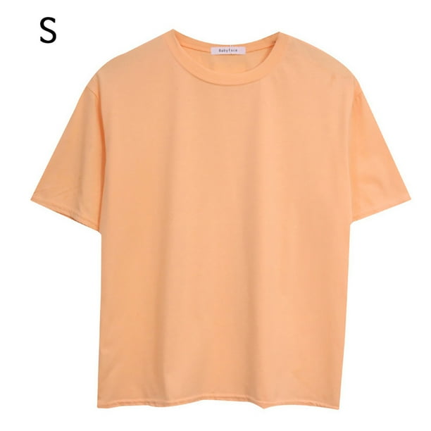 Camiseta holgada mujer verano cuello redondo manga corta casual top, naranja, s Inevent AP001475-21