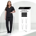 thumbnail image 3 of Niaahinn Women's Scrub Set -  Soft Stretch V-Neck Top & Elastic Waist Jogger Uniform, 8 Colors, 3 of 7