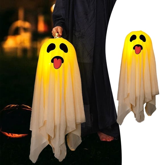 Fiudx Decoración de Fantasma de Halloween, Linterna de Calabaza Luminosa, Adorno Espeluznante para Exteriores E Interiores, Diseño Fácil de Colgar, Perfecto para Centros Comerciales, Escuelas y Patio