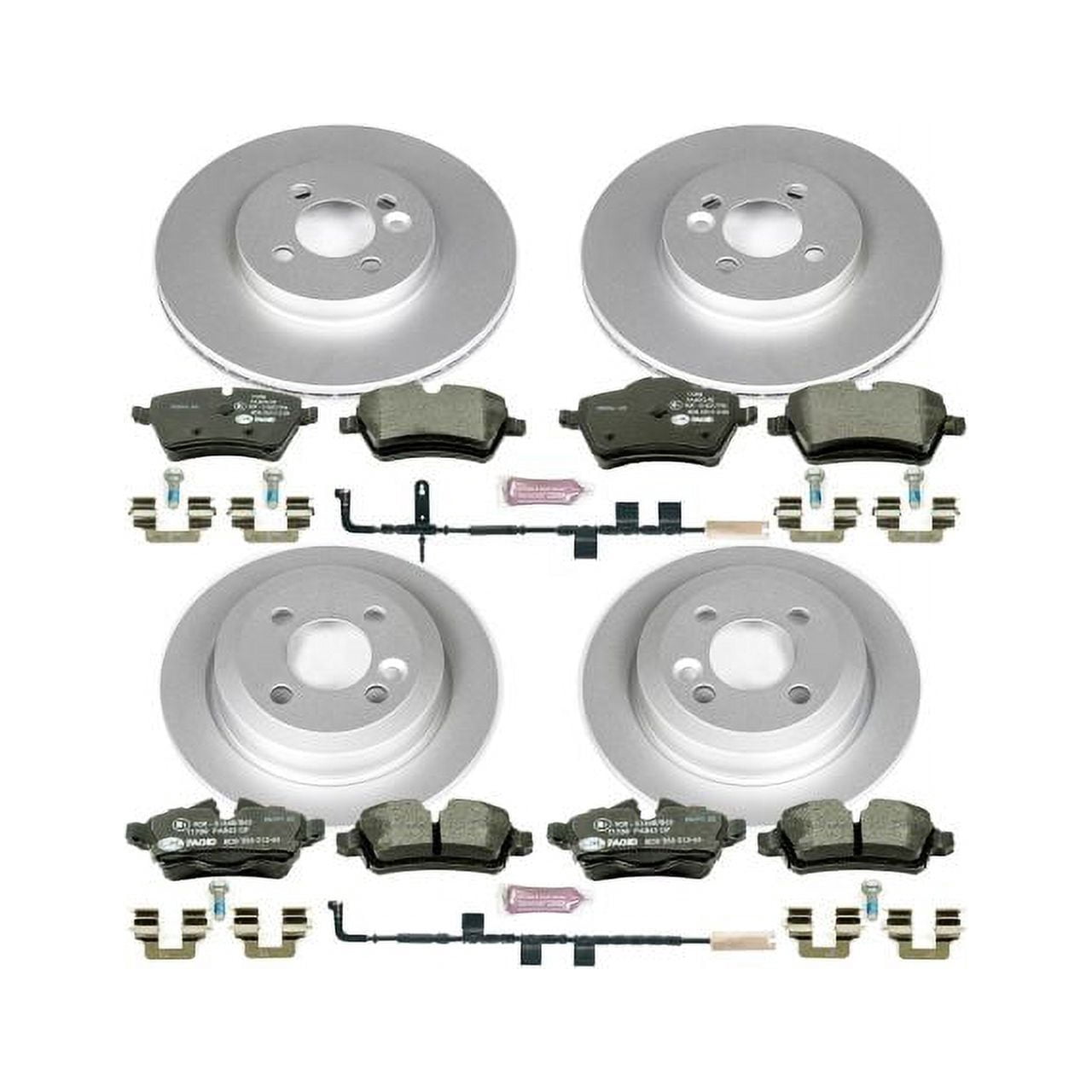 Power Stop Front and Rear Euro-Stop ECE-R90 Certified Brake Pad and Rotor Kit ESK6301 Fits 2009 Mini Cooper