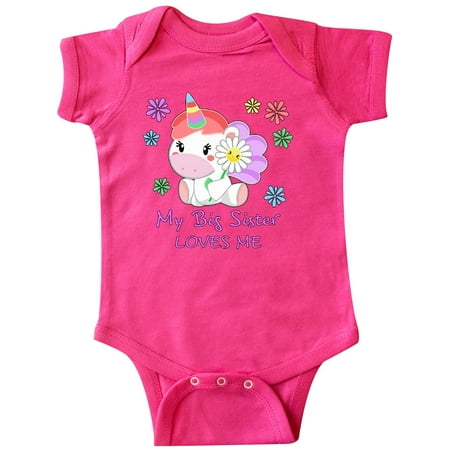 

Inktastic My Big Sister Loves Me- cute unicorn Gift Baby Boy or Baby Girl Bodysuit