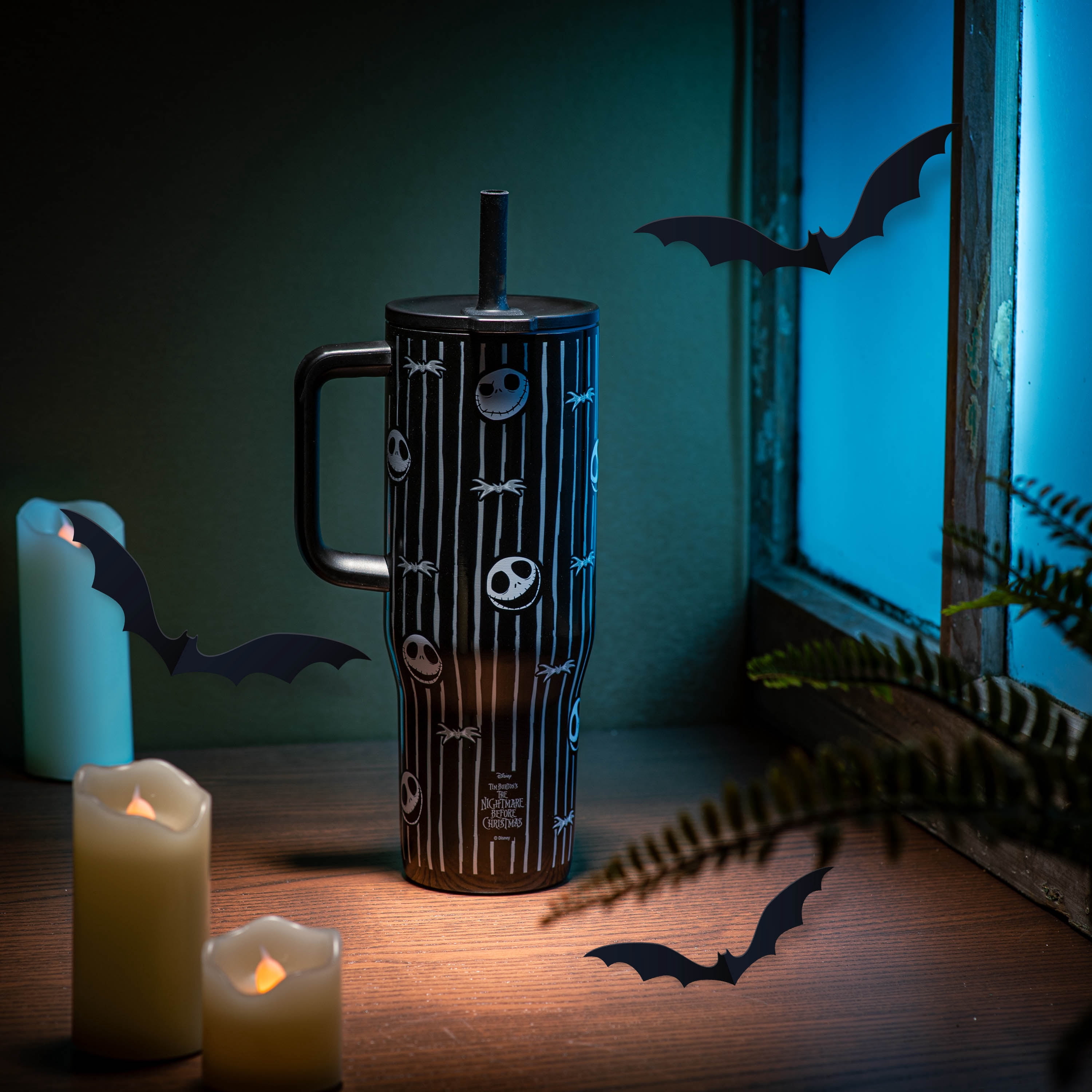 Zak Designs 30oz Nightmare Before Christmas Double Wall Stainless Steel Vaccuum Insulated Sutton Straw Tumbler