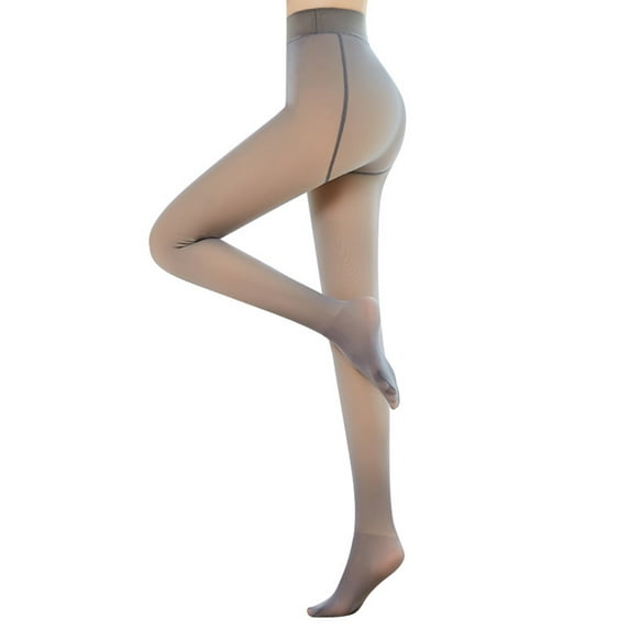 Frontwalk Ladies Slimming High Waist Leggings Slim Leg Plus Size Tights Footed Travel Stockings Gray 250g Plus Size