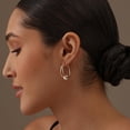 thumbnail image 3 of LeCalla 925 Sterling Silver Rose Gold Plated Click Top Pearl Double Hoop Earrings Jewelry Gifts for Teen and Women 29MM, 3 of 7