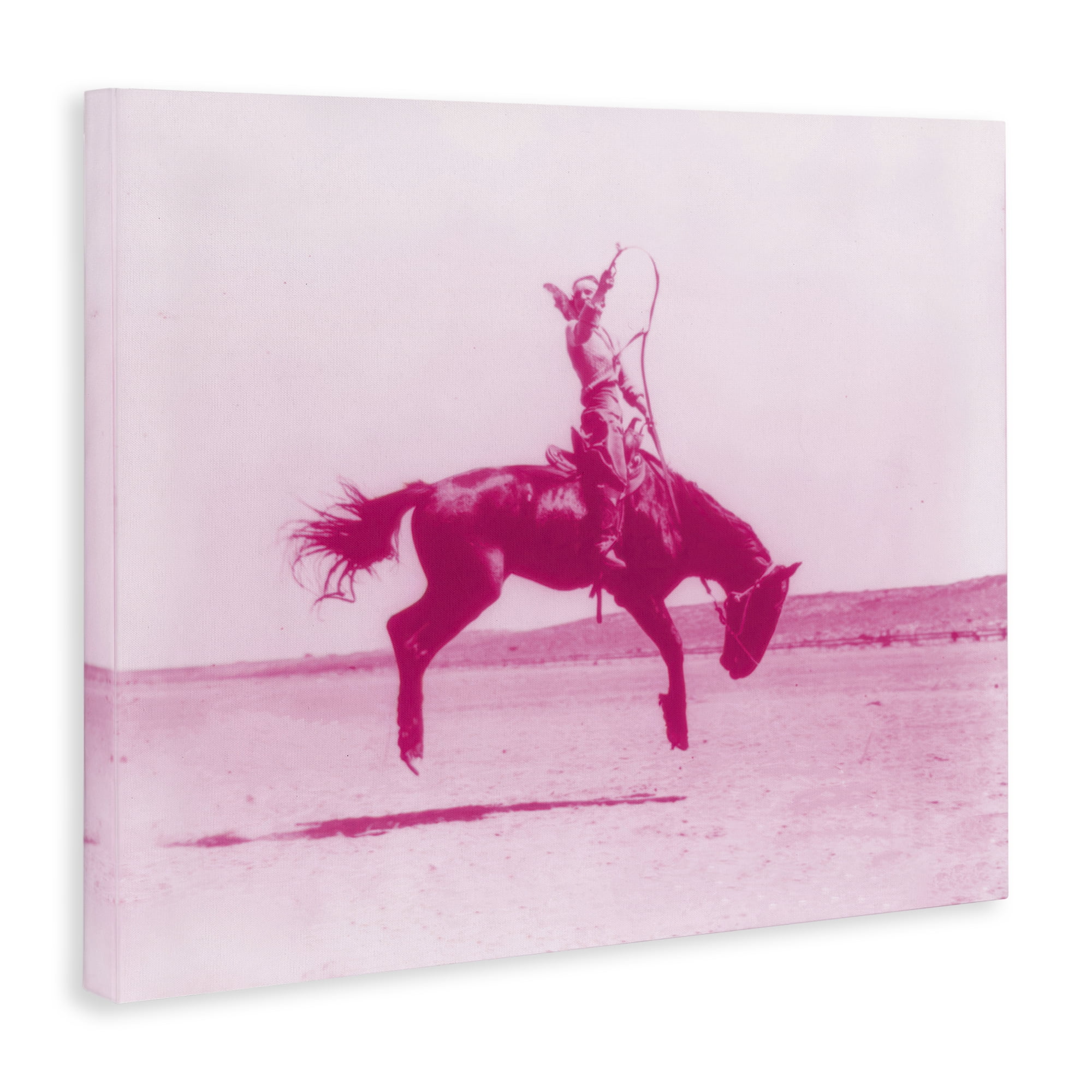 Stupell Industries Pink Galloping Cowgirl Animals Painting Wrapped Canvas Art Print Wall Art, 40 x 30