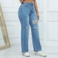 thumbnail image 6 of JGNGSHN Women's High Rise Barrel Jeans Casual Retro Straight Leg Denim Pants Loose Distressed Trousers, 6 of 7