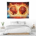 thumbnail image 3 of GOSMITH  Football Tapestry for Boys Kids Basketball Wall Tapestry Sports Tapestries Fire and Ice Wall Hanging,Rugby Soccer Tapestry Girls Teens Ball Game Wall Tapestry Sport Theme Room, 3 of 7